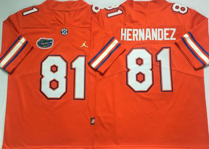 Men Florida Gators #81 Hernandez Orange 2025 NCAA Jersey